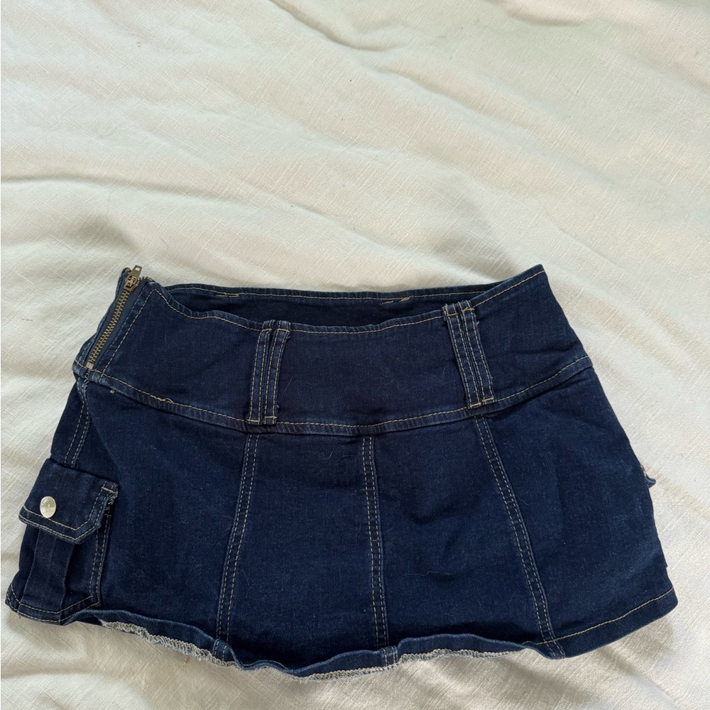 Dark Blue Denim Mini Skirt